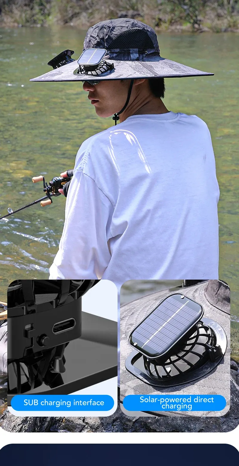 Puerto de carga USB y panel solar en primer plano
