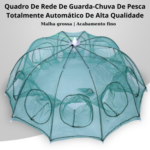 Gaiola de pesca em formato de guarda-chuva com várias entradas