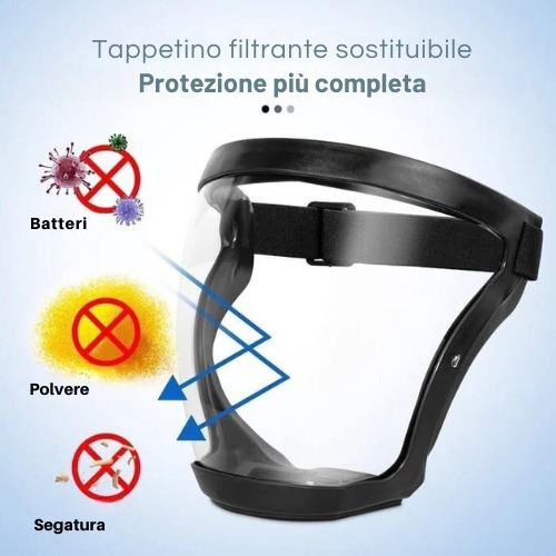Illustrazione della protezione da batteri, polvere e segatura