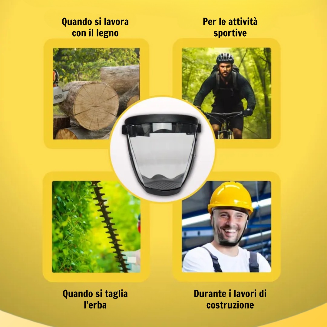 Quattro contesti d'uso: taglio legno, ciclismo, giardinaggio, cantiere